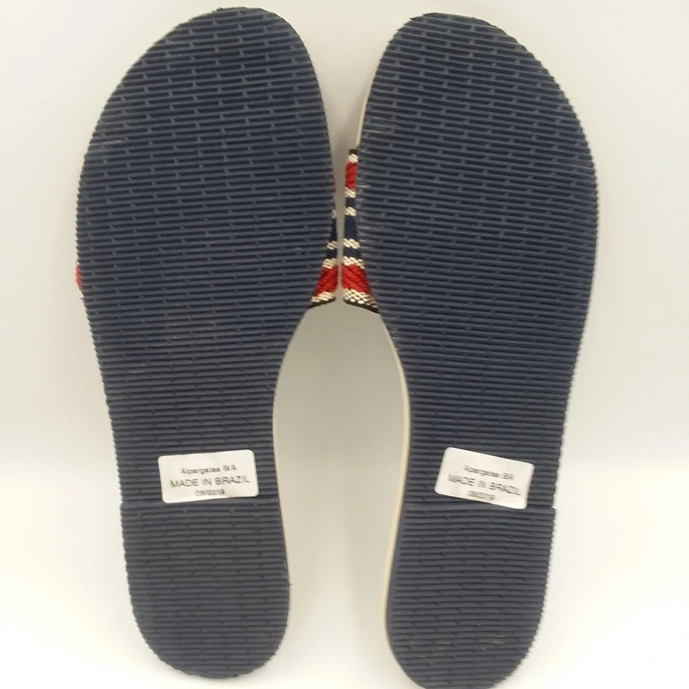 Havaianas Bow Flip Flops Thong‎ Sandals Striped Red Blue Beige Women's US11 EU43